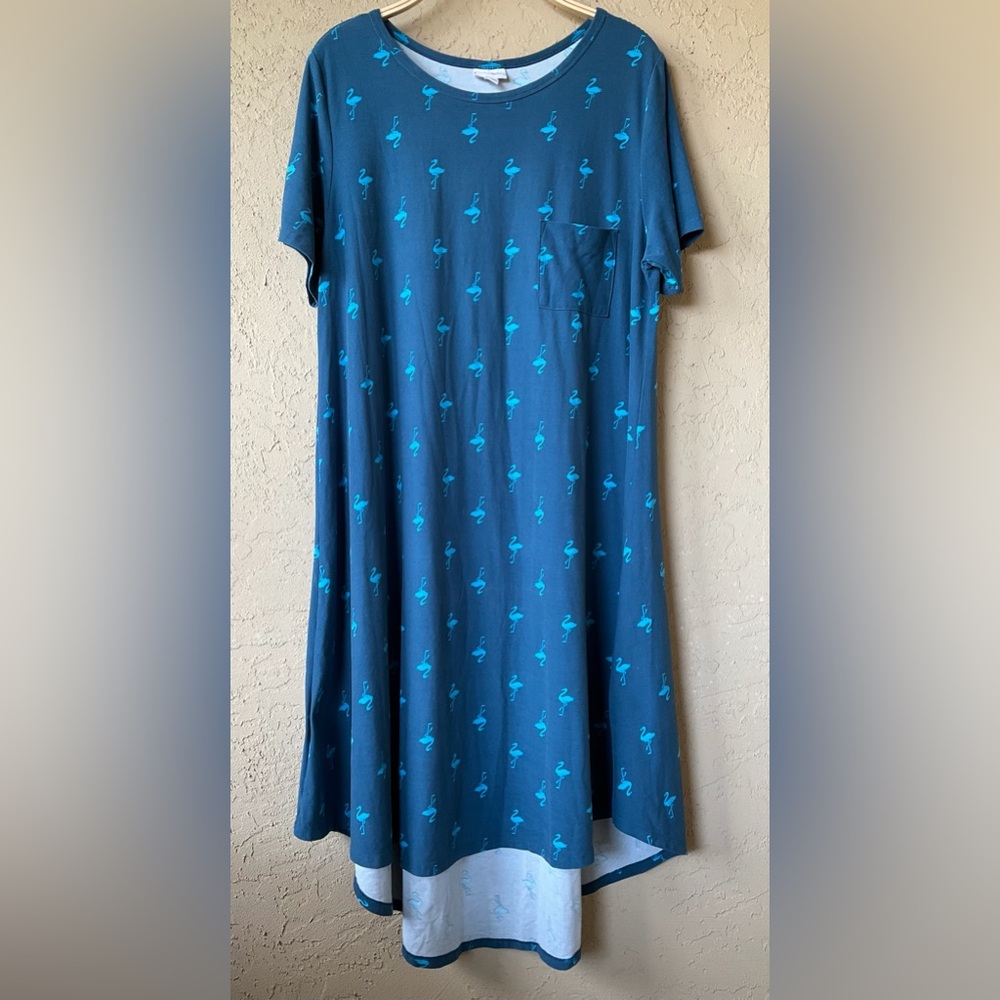 LuLaRoe Carly Dress flamingo print